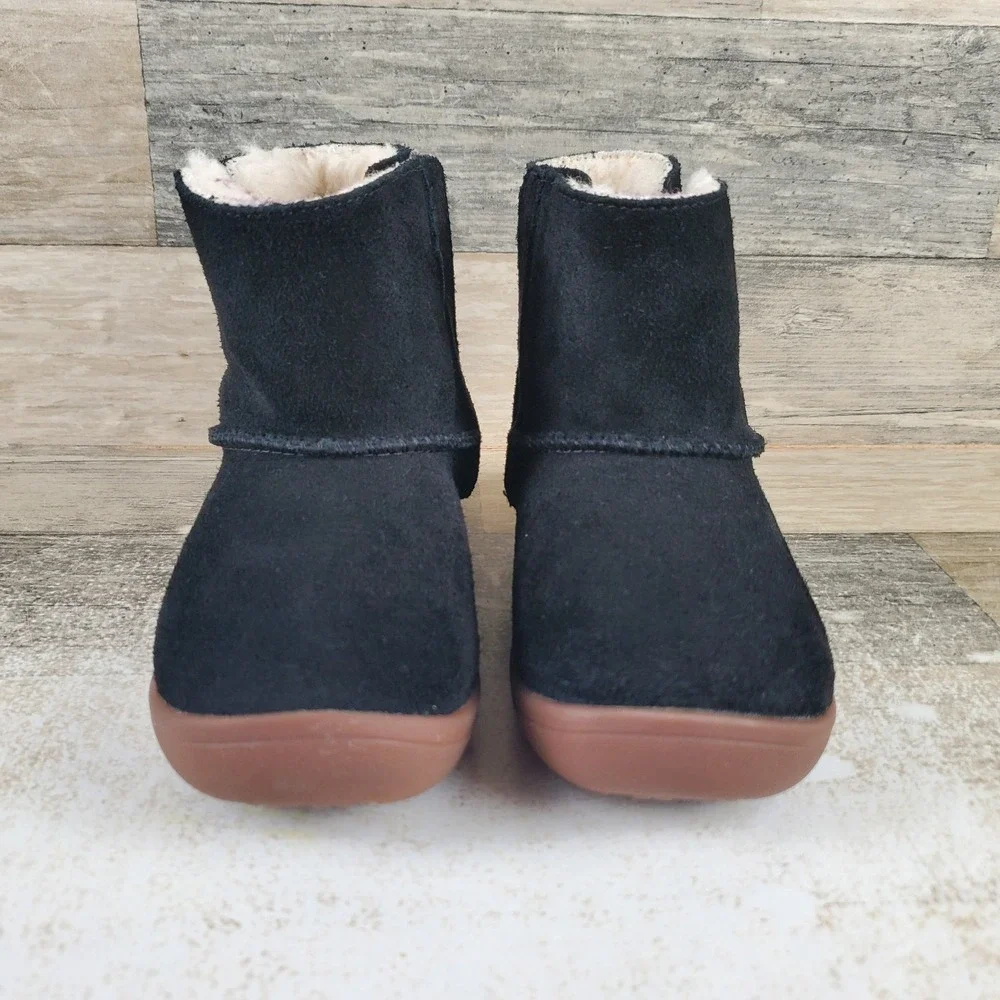 Ugg Keelan II Kids Bootie Sz 12 Comfort Black Suede Plush Lined Hook & Loop Boot